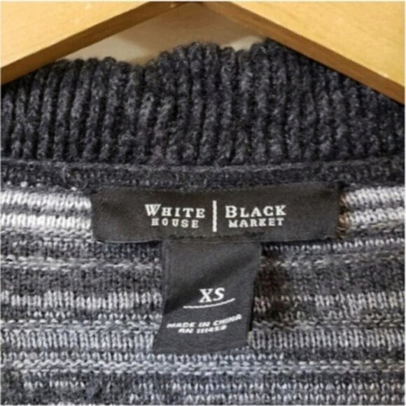 WHBM | Black Gray Striped Open Ruffle Cardigan Sweater Size XS - Picture 5 of 6